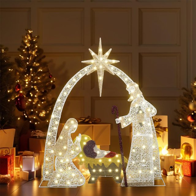 DKLGG Lighted Outdoor Nativity Scene, 3.8ft Outdoor Nativity Set for