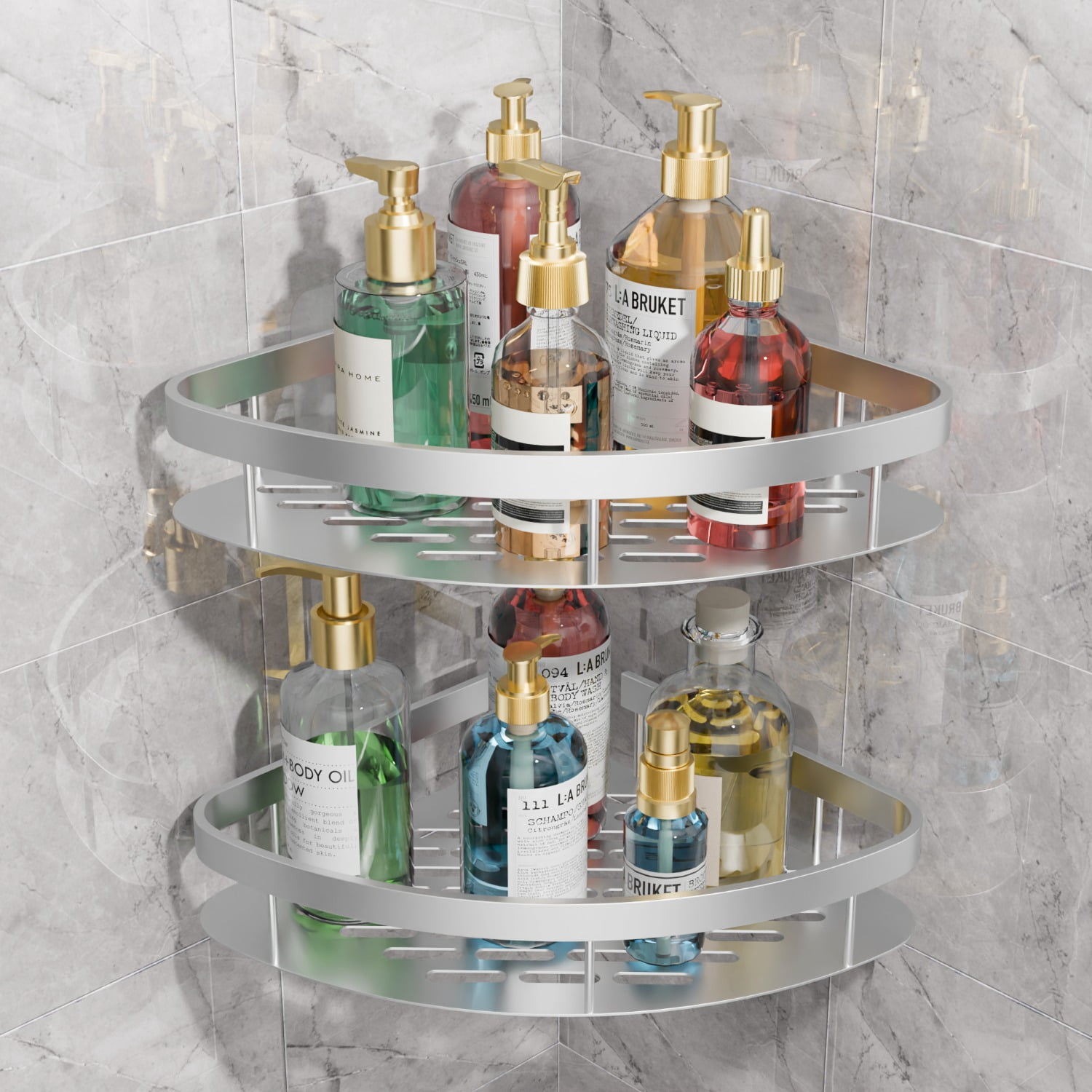 DKLYHW Adhesive Corner Shower Caddy, No Drilling Bathroom Shower ...
