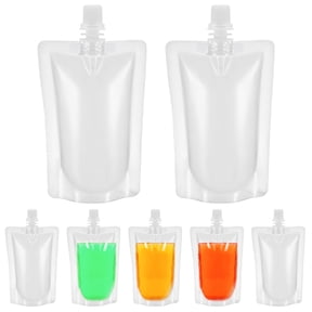 DKLYHW Plastic Drinking Pouch 50Pcs Plastic Flasks 3.5 Oz Plastic Flask Bags Plastic Drink Bag with Spout for Milk Beverage Tea