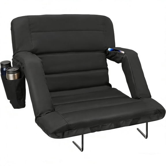 DKMOCO 25" Wide Stadium Seats with Back Support, Folding Bleacher Chairs, Portable Cushioned Seats with Side Storage Bags, for Outdoor Sports & Events