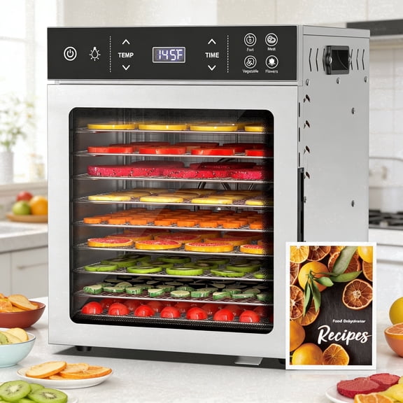 DKMOCO 10 Trays Food Dehydrator, Electric Dehydrators for food and jerky, Dehydrator Machine with 4 Presets, Adjustable Timer, Temperature Control, for Herb, Dog Treats,Meats & Veggies