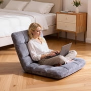 DKMOCO 6-Poistion Adjustable Floor Chair with Back Support, Folding Padded Floor Gaming Chair, for Meditation, Sleeping, Reading, Gaming, Grey