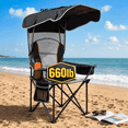 thumbnail image 1 of DKMOCO Camping Chair with Canopy, Outdoor Folding Chair with Adjustable Sun Shade, Heavy Duty Beach Chair with Cup Holder and Side Pocket, Portable Lawn Chair for Adults, Camping, Beach, Patio, Sport, 1 of 17