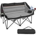 thumbnail image 1 of DKMOCO Double Camping Chair, 660lbs Capacity Folding Camping Loveseat w/2 Cup & Wine Glass Holders, Side Pocket & Carry Bag, for Camping, Lawn, Patio, Gray, 1 of 6