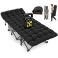 thumbnail image 1 of DKMOCO XXL Folding Camping Cot with Mattress & Carry Bag, 32" x 79" 900lbs Heavy Duty Portable Sleeping Cot Bed for Adults, Home Office Guest Outdoor Camping Travel, Gray Cot Black Pad, 1 of 9