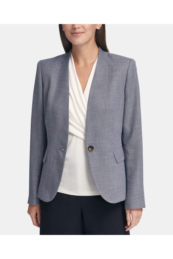 $129 Womens New 0339 Blue Single Button Wear To Work Jacket 14 B+B