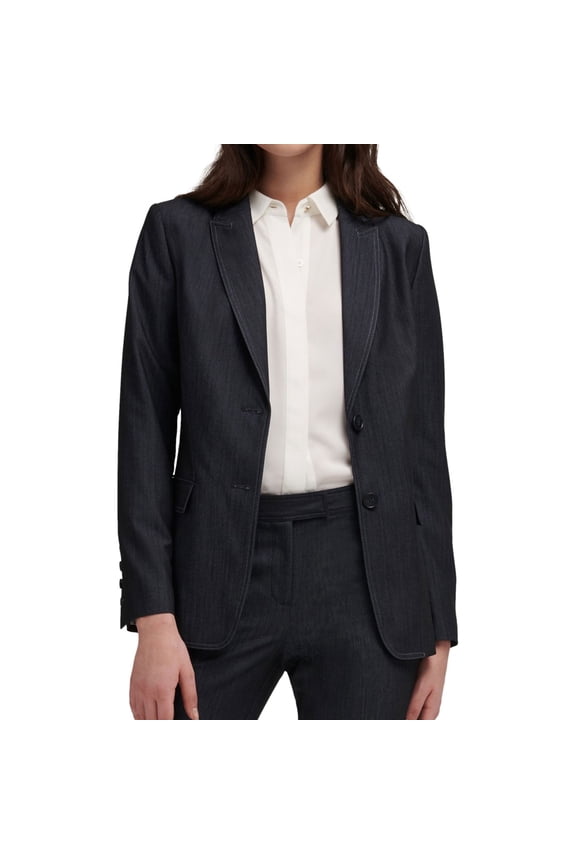 $129 Womens New 0363 Navy Heather Blazer Wear To Work Jacket S B+B