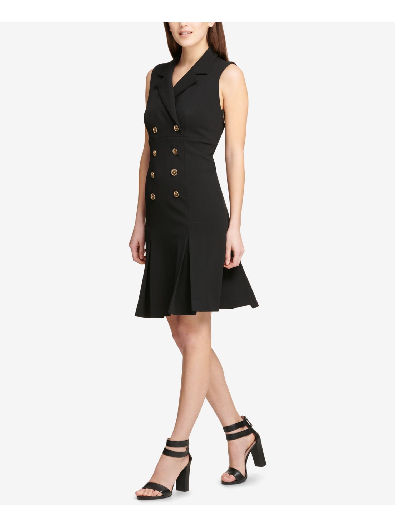 DKNY $139 Womens New 1266 Black Double Breasted Shirt Dress 2 B+B