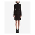 thumbnail image 1 of DKNY $149 Womens New 1497 Black Turtle Neck Long Sleeve A-Line Dress L B+B, 1 of 2