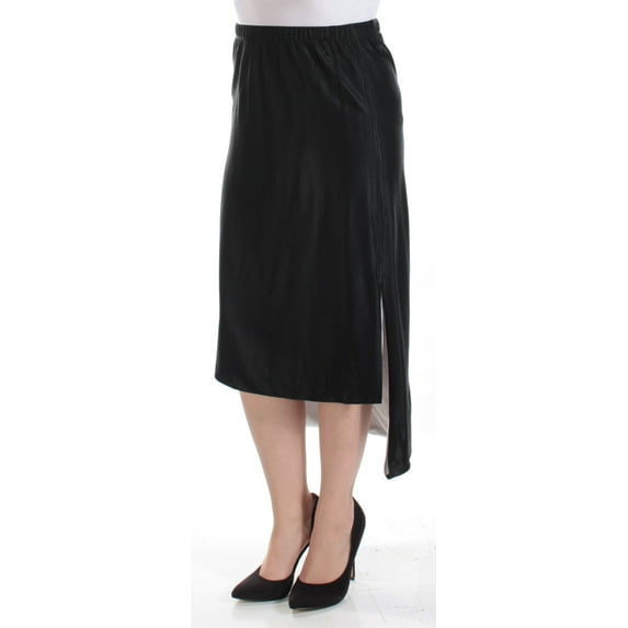 DKNY $298 Womens New 1099 Black Tea-Length Hi-Lo Casual Skirt M Regular B+B
