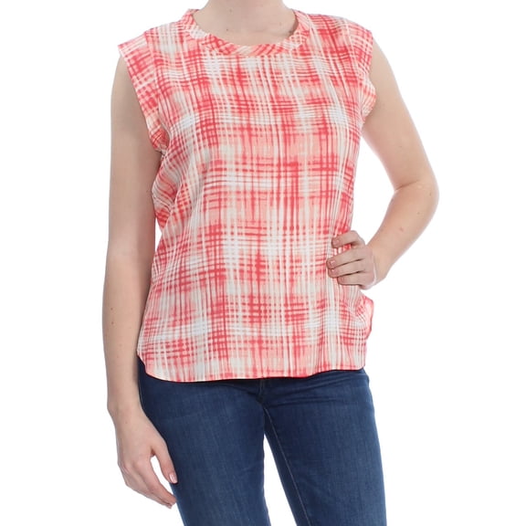 DKNY $59 Womens New 1067 Coral Printed Flutter Sleeve Top M B+B