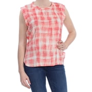 DKNY $59 Womens New 1067 Coral Printed Flutter Sleeve Top M B+B