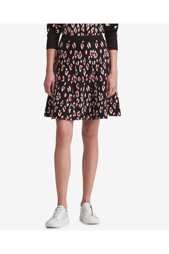 $99 Womens New 1240 Black Leopard Print Above The Knee A-Line Skirt M B+B