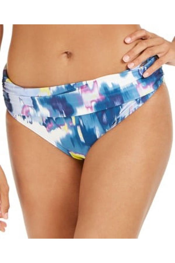 BALI BLUE Printed Shimmer Fold Over Swim Bottom, US X-Small