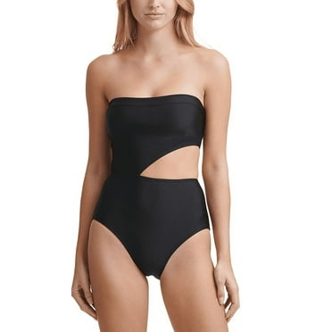 DKNY BLACK Bandeau Cutout One-Piece Swimsuit, US 10