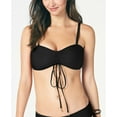 thumbnail image 1 of DKNY BLACK Solid Ruched-Front Bandeau Bikini Swim Top, US X-Large, 1 of 2