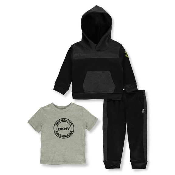 DKNY Baby Boys' 3-Piece Joggers Set Outfit Color: black Size: 18 months