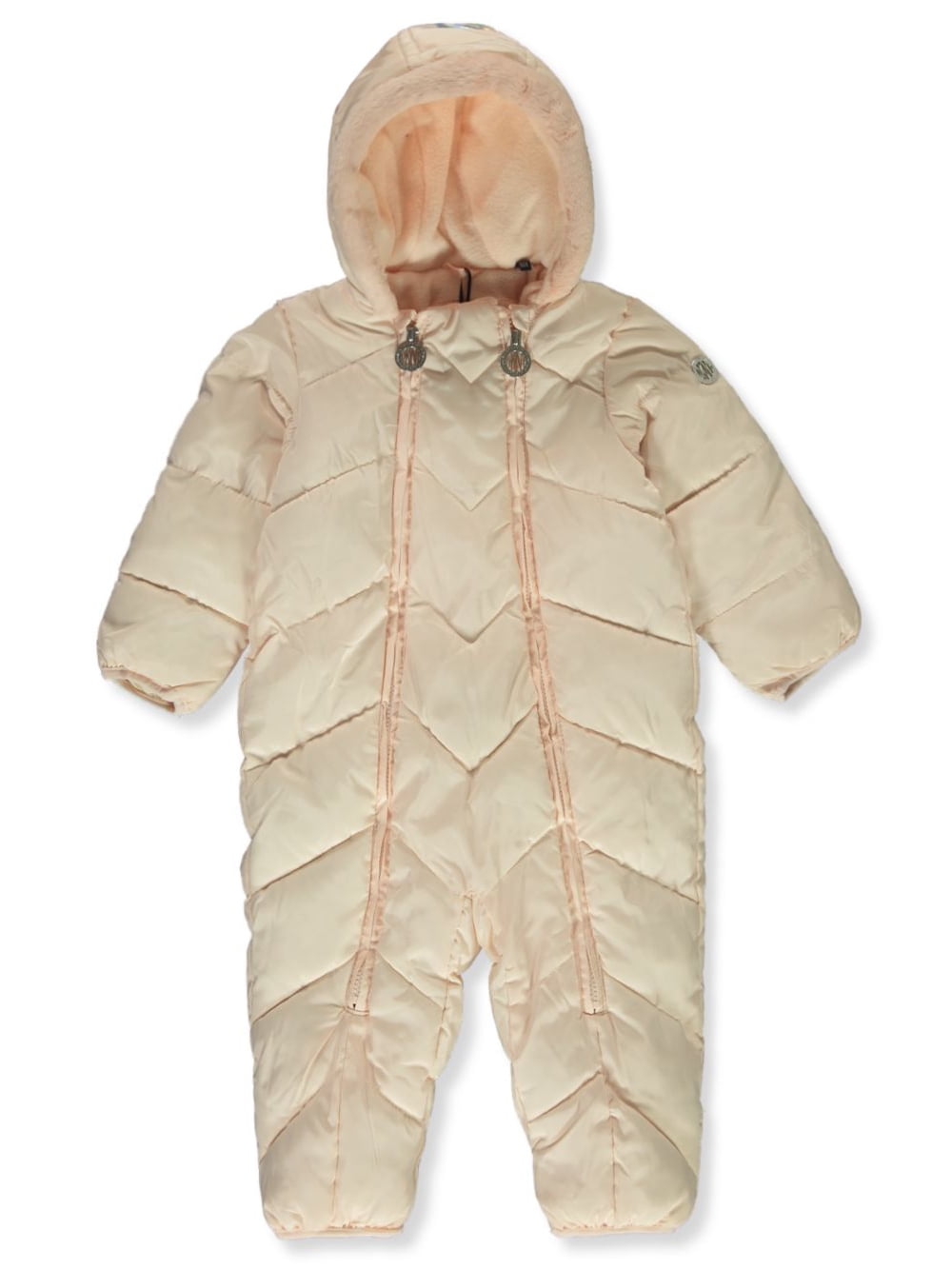 DKNY Baby Girls' Quilted Chevron Pram Suit blush, 12 months (Infant