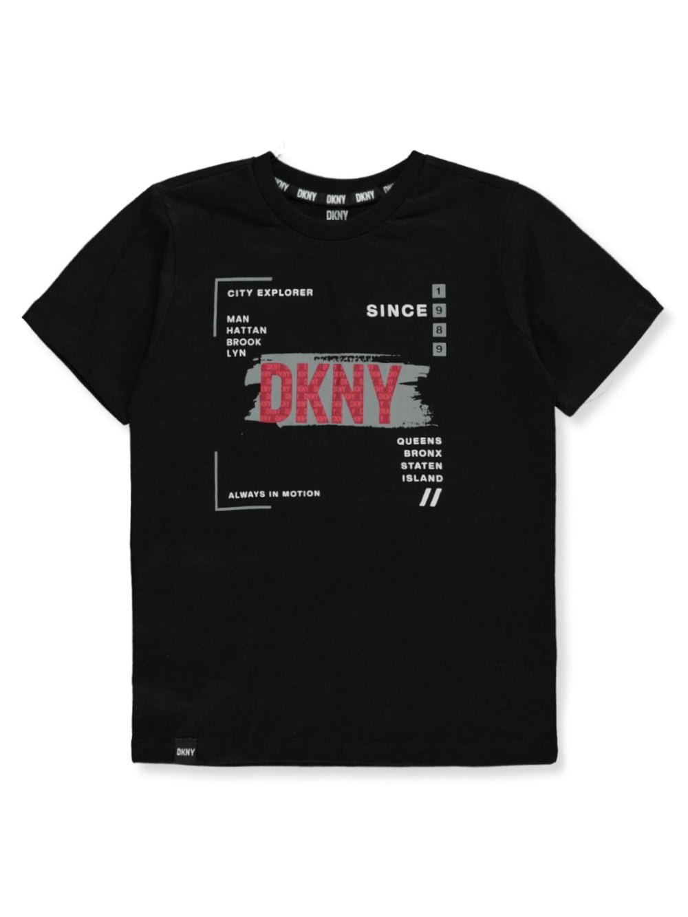 DKNY Mens T-Shirt Black Logo White