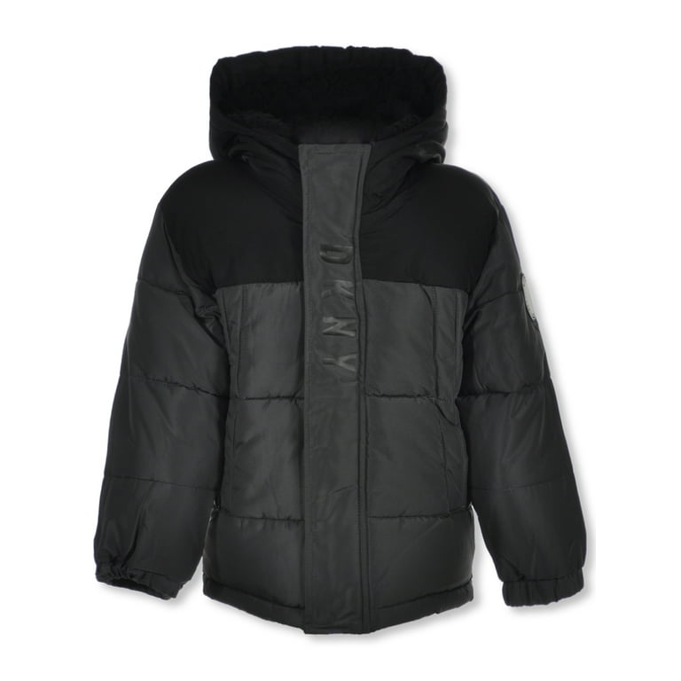 DKNY Boys' Puffer Sherpa Jacket - charcoal gray/black, 14 - 16 (Big Boys) 