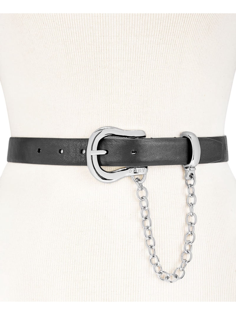 DKNY | Chain Swag Leather Belt | Black | Size 34 - Walmart.com display picture 2