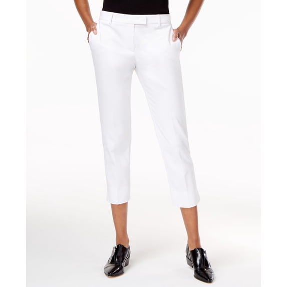 DKNY Cropped Straight Leg Pants White Black 8