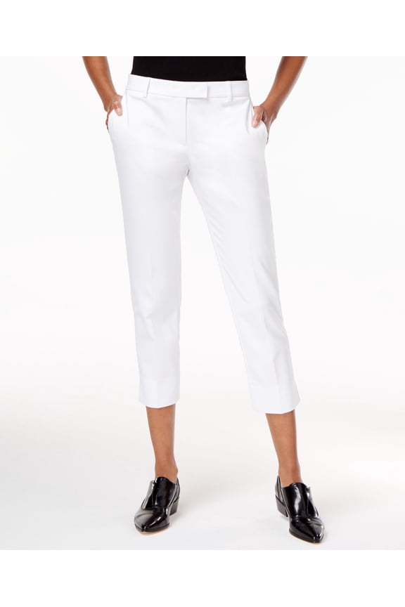 Cropped Straight Leg Pants White Black 8