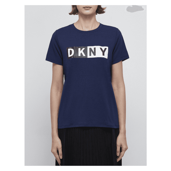 DKNY Dual Tone Logo Print Short Sleeve T-Shirt,M