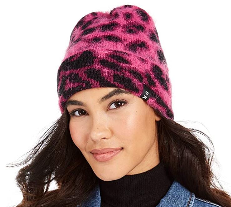 Soft Fuzzy Leopard Print Beanie Hat With Pom Pom - pink – Pink Vanilla