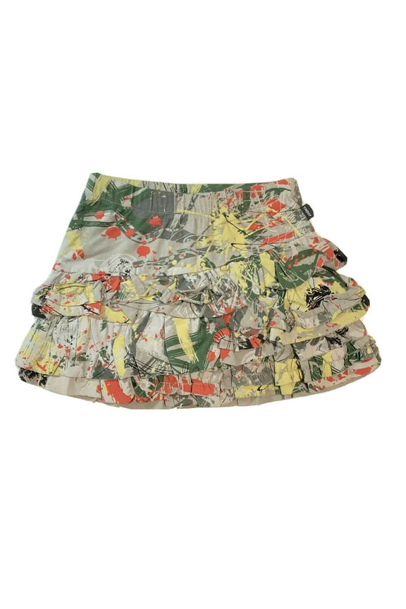 GIRLS - SKIRT ABSTRACT SZ 2T TODDLER - GREY RED GREEN MULTICOLORED