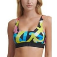 thumbnail image 1 of DKNY Women's Black Printed Stretch Removable Cups Lined Scoop Neck Swimsuit Top M, 1 of 2