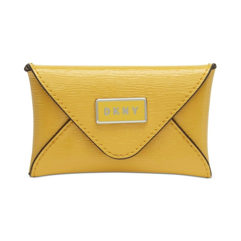 DKNY Gigi Leather Envelope Card Case, Yellow