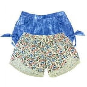 DKNY Girls Shorts Pack of 2 with Waistband Crochet Lace,Denim/Printed,6