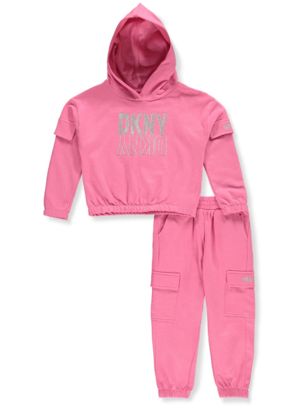  DKNY Girls' Jogger Set – 2 Piece Hoodie and Sweatpants