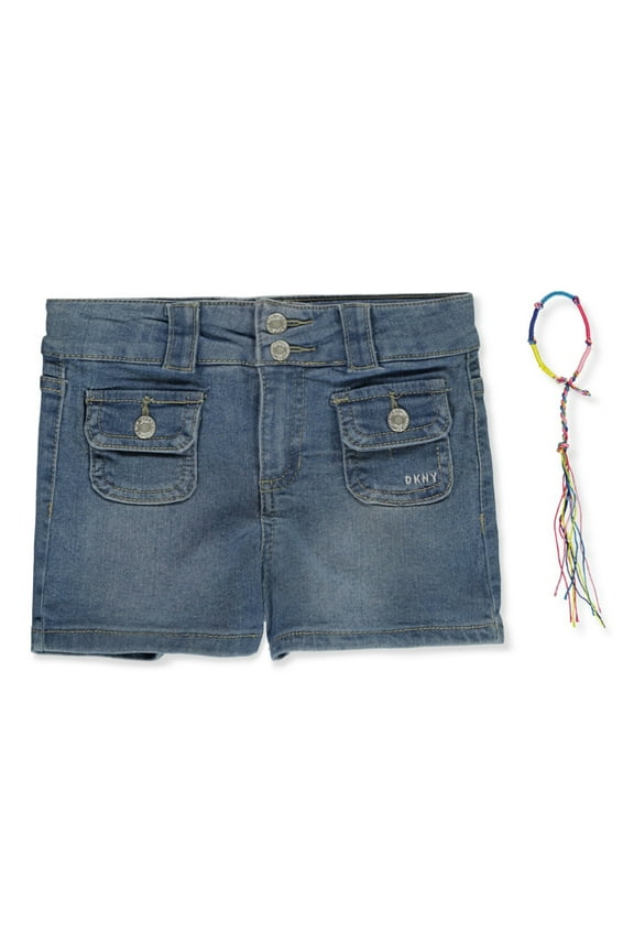 Girls' 2-Piece Shorts With Accessory Color: medium wash Size: 5