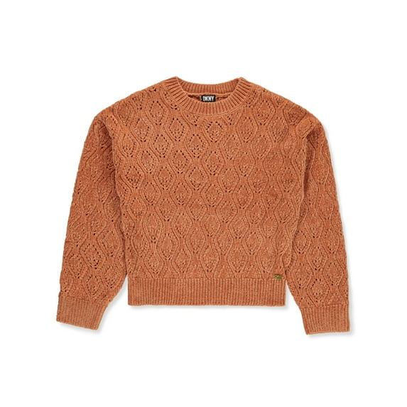DKNY Girls' Chenille Sweater Color: orange Size: 4
