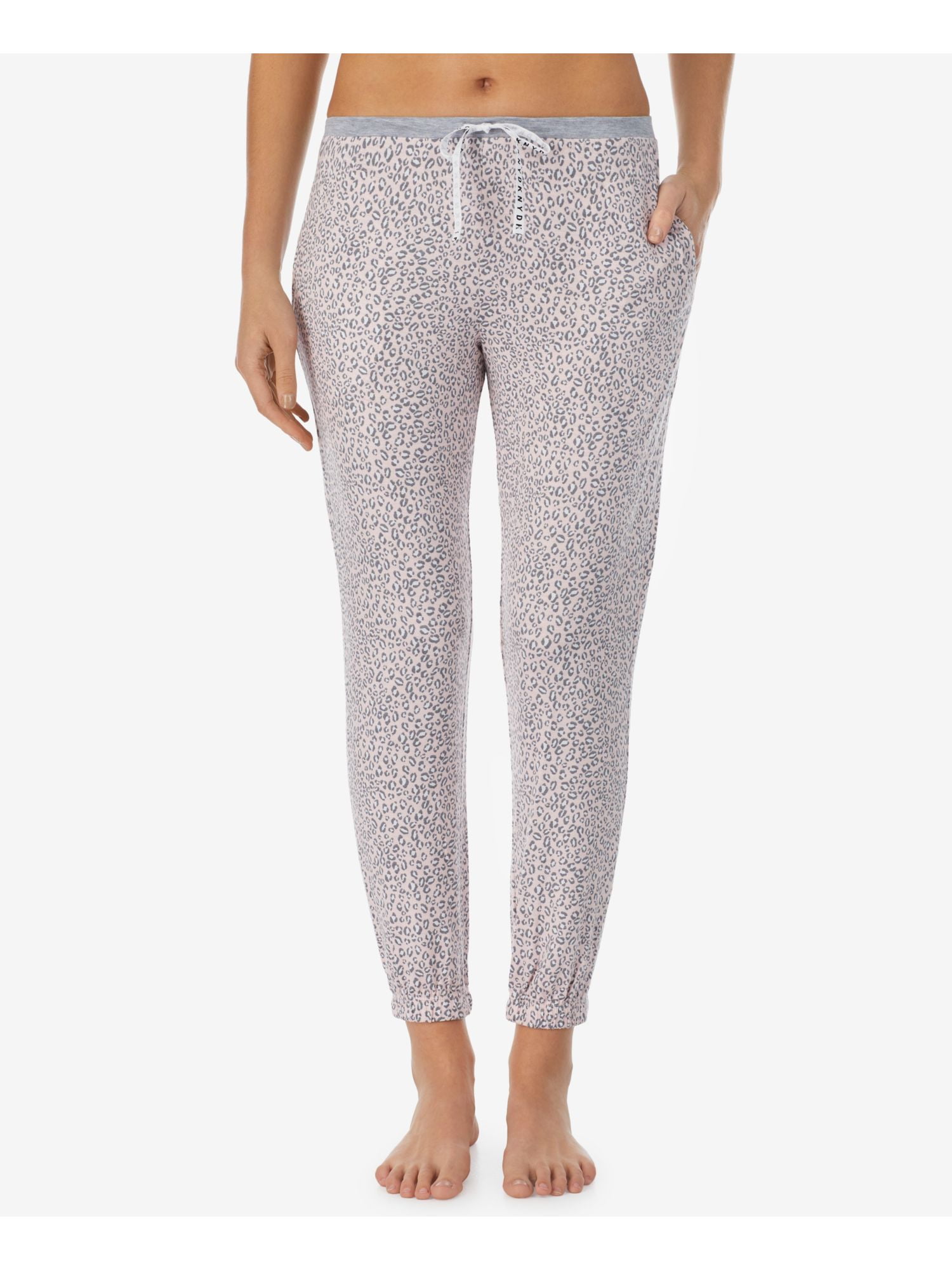 DKNY Intimates Pink Pocketed Cuffed Animal Print Sleep Pants L