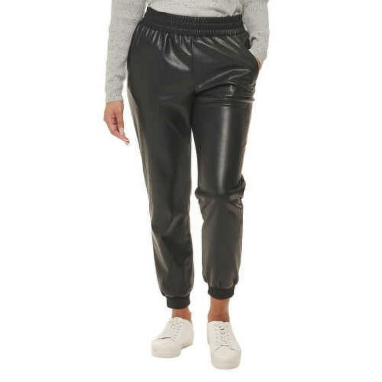 DKNY JEANS Ladies Faux Leather Elastic Waistband 2 Pocket Jogger