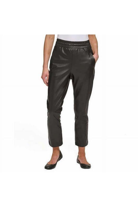 Jeans Ladies' Faux Leather Pull-On Pant, Black XXL