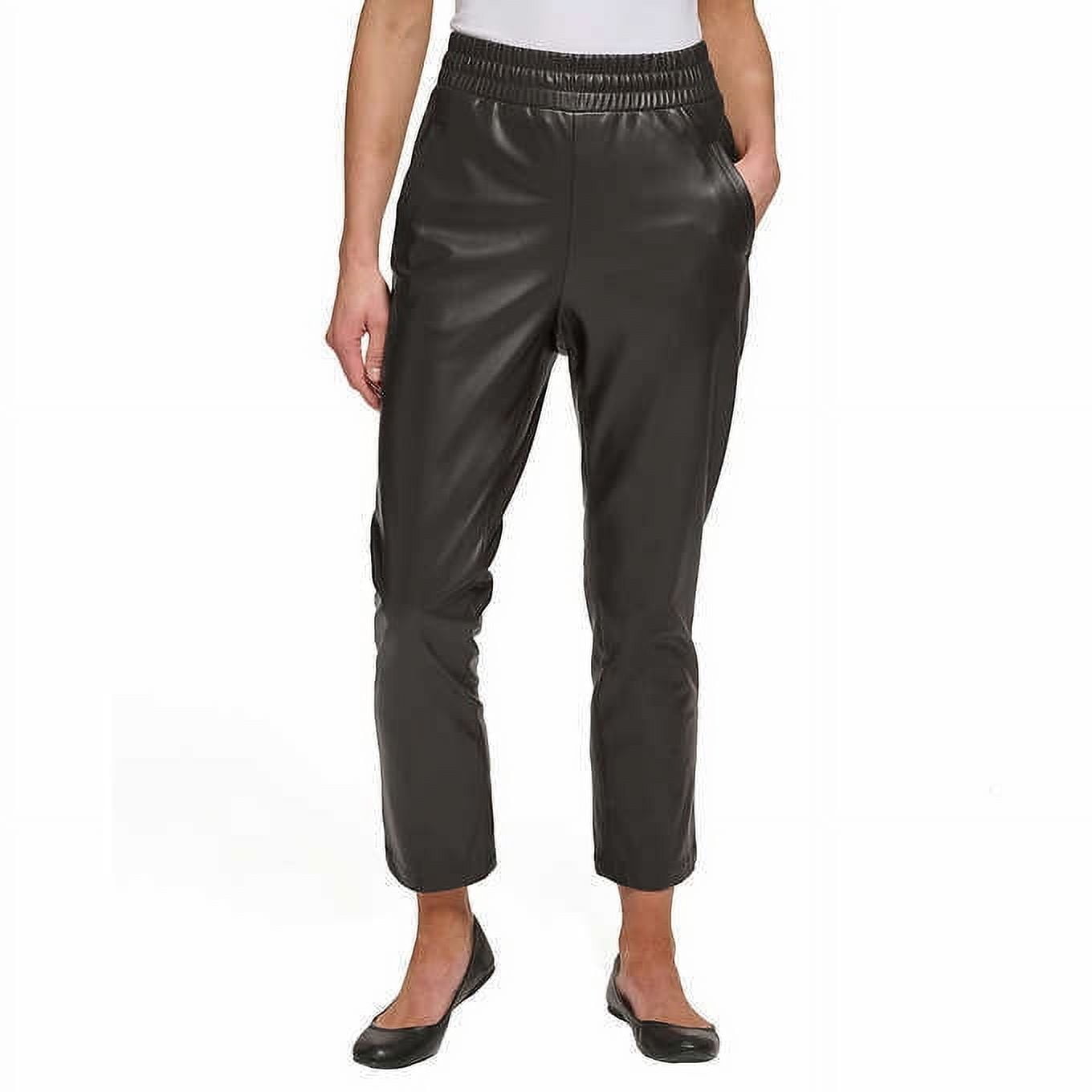 DKNY Jeans Ladies' Faux Leather Pull-On Pants, Black Large