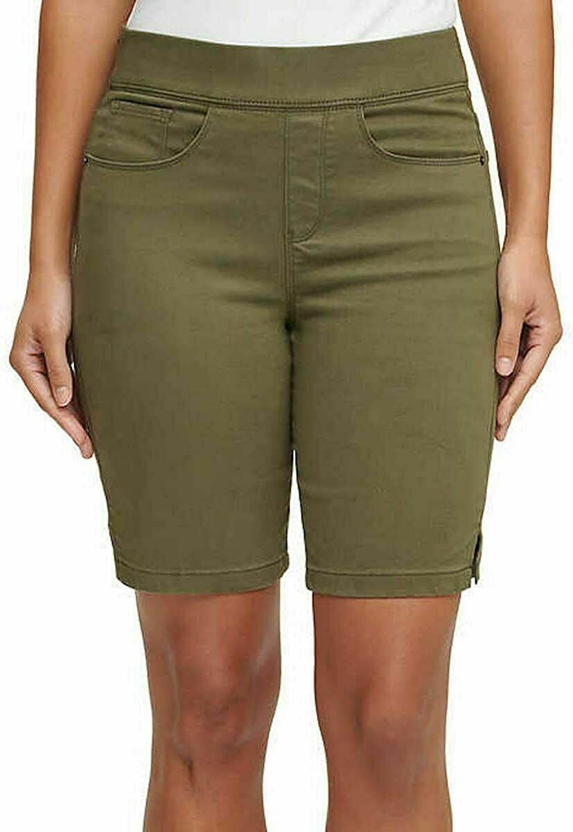 ショートパンツ JEANS Woman Short Green DW0DW20089 1AB DKNY Jeans Ladies' Pull On Bermuda Short (Olive, X-Small