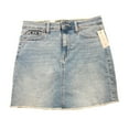 thumbnail image 1 of DKNY Jeans Women's 17" A-Line Frayed Raw Hem Denim Skirt (Lan/Laguna, 6), 1 of 2