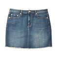 thumbnail image 1 of DKNY Jeans Women's 17" A-Line Frayed Raw Hem Denim Skirt (Nom/Nomad, 14), 1 of 2