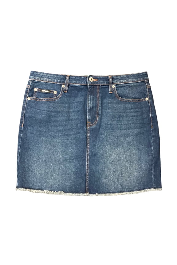 Jeans Women's 17" A-Line Frayed Raw Hem Denim Skirt (Nom/Nomad, 6)