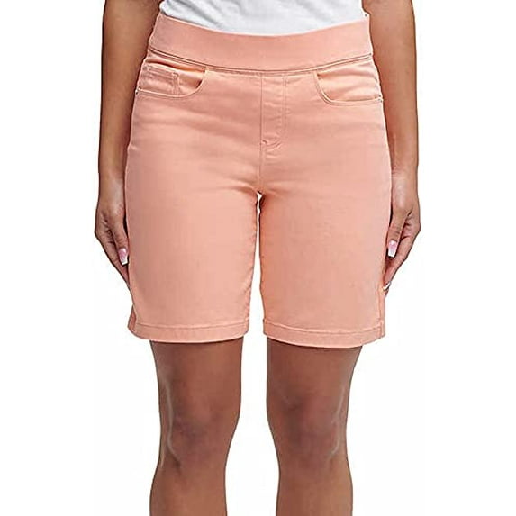 DKNY Jeans Women's Comfort Stretch Pull-On Bermuda Short (Salmon, Medium)