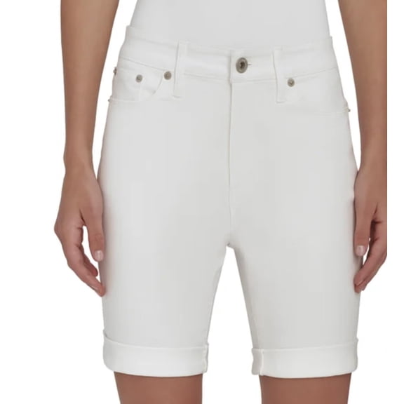 DKNY Jeans Women's Denim Bermuda Short (US, Numeric, 6, Regular, Regular, White)