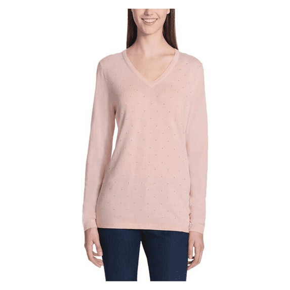 DKNY Jeans Women's Rhinestone Embellished Sweater, Pink, S.