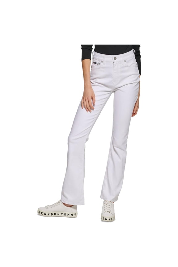 Womens Solid Flared Jeans, White, 25