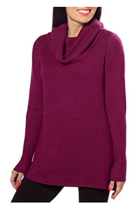 Jeans Womens Cowl Neck Sweater with Slight Hi-low Hem (Casis-Wine, Large)
