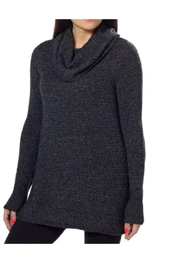 Jeans Womens Cowl Neck Tunic Pullover Sweater - Black Heather (S)